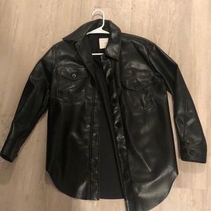 Aritzia Wilfred Ganna vegan leather shacket.